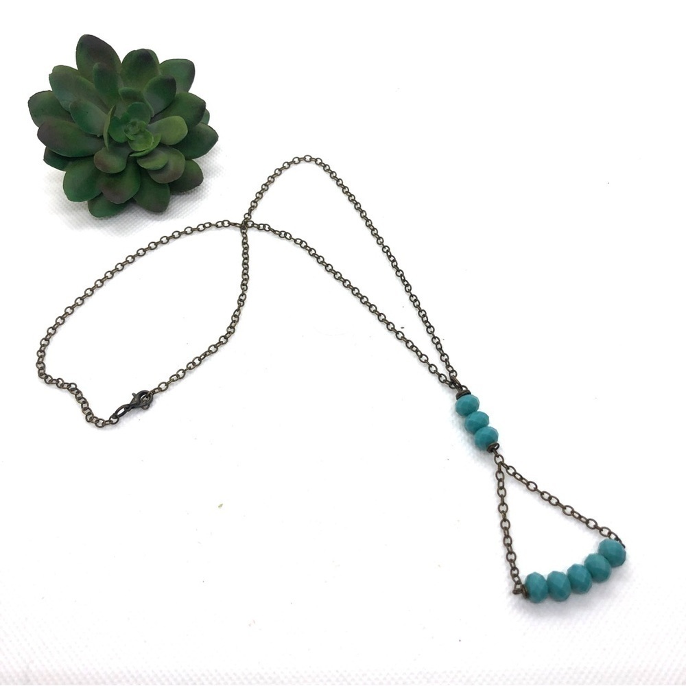 Vintage Boho Feel Turquoise Beaded Y Necklace